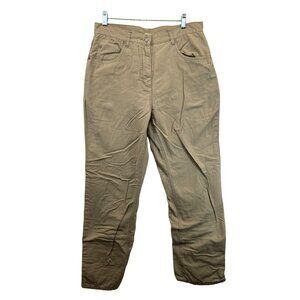 Vintage Woolrich Women Pant Sz 12 Beige Fleece-Lined Canvas Chore Outdoor Winter